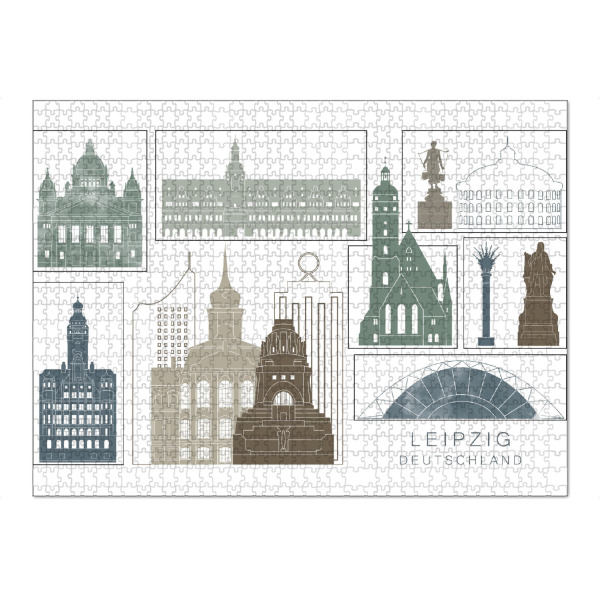 Puzzle Ravensburger "Leipzig skyline, navy" artboxONE - Städte,Reise,Architektur,Kartografie