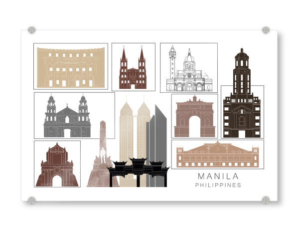 Acrylglasbild "Manila skyline black & brown" artboxONE - Städte,Reise,Architektur,Kartografie