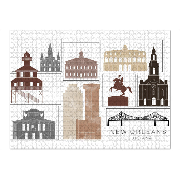 Puzzle Ravensburger "New Orleans skyline black & brown" artboxONE - Städte,Reise,Architektur,Kartografie