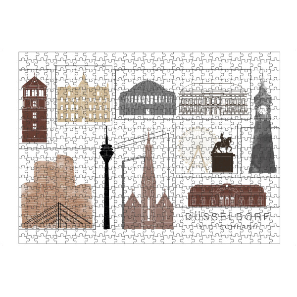 artboxONE Puzzle "Düsseldorf skyline black & brown" artboxONE - Städte,Reise,Architektur,Städte / Düsseldorf,Kartografie