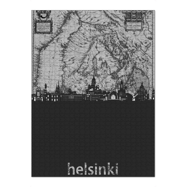 Puzzle Ravensburger "Helsinki skyline map grey" artboxONE - Städte,Reise,Architektur,Kartografie