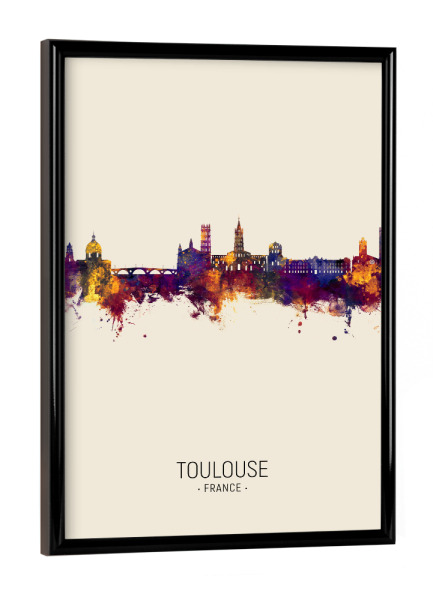 Poster mit schwarzem Rahmen "Toulouse France Skyline Beige" artboxONE - Städte