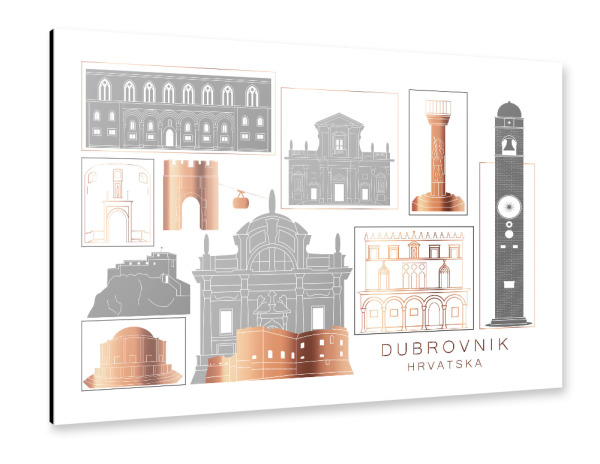 Alu-Dibond "Dubrovnik skyline copper" 30x20 cm artboxONE