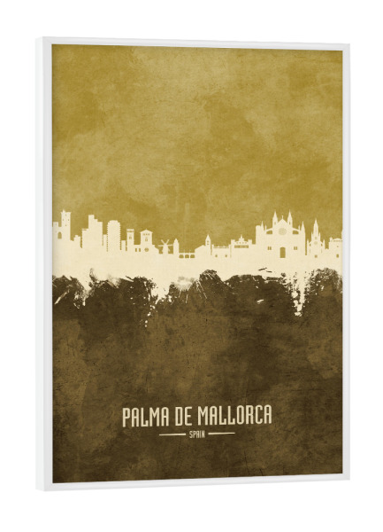 Poster mit weißem Rahmen "Palma de Mallorca Skyline Brown" artboxONE - Städte