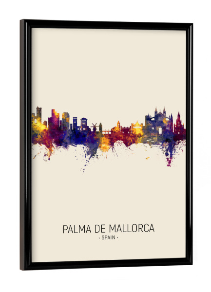 Poster mit schwarzem Rahmen "Palma de Mallorca Skyline Beige" artboxONE - Städte