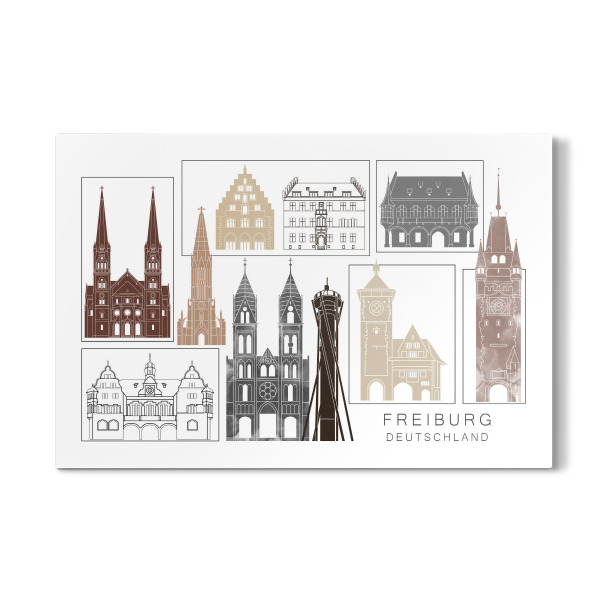 Galerie-Print "Freiburg skyline black & brown" 30x20 cm artboxONE