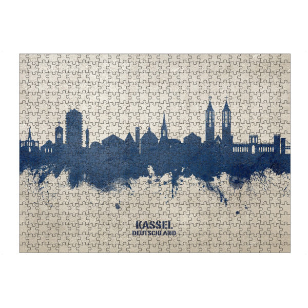 Puzzle Ravensburger "Kassel Germany Skyline PaintBlue" artboxONE - Städte
