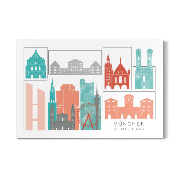 Galerie-Print "Munich skyline, coral" 30x20 cm artboxONE