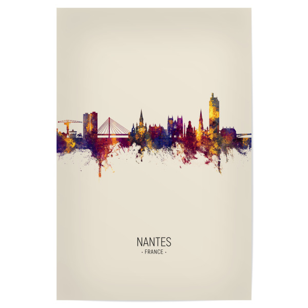 Poster "Nantes France Skyline Beige" artboxONE - Städte