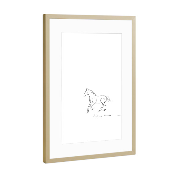 Poster mit Rahmen Gold "Animal pen line horse" artboxONE - Tiere