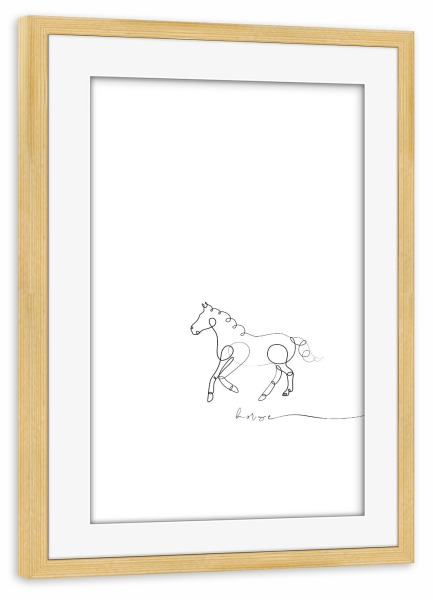 Poster mit Rahmen kiefer "Animal pen line horse" artboxONE - Tiere