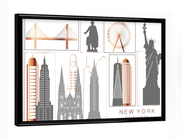 Poster mit schwarzem Rahmen "New York skyline copper" artboxONE - Städte,Städte / New York,Reise,Architektur,Kartografie