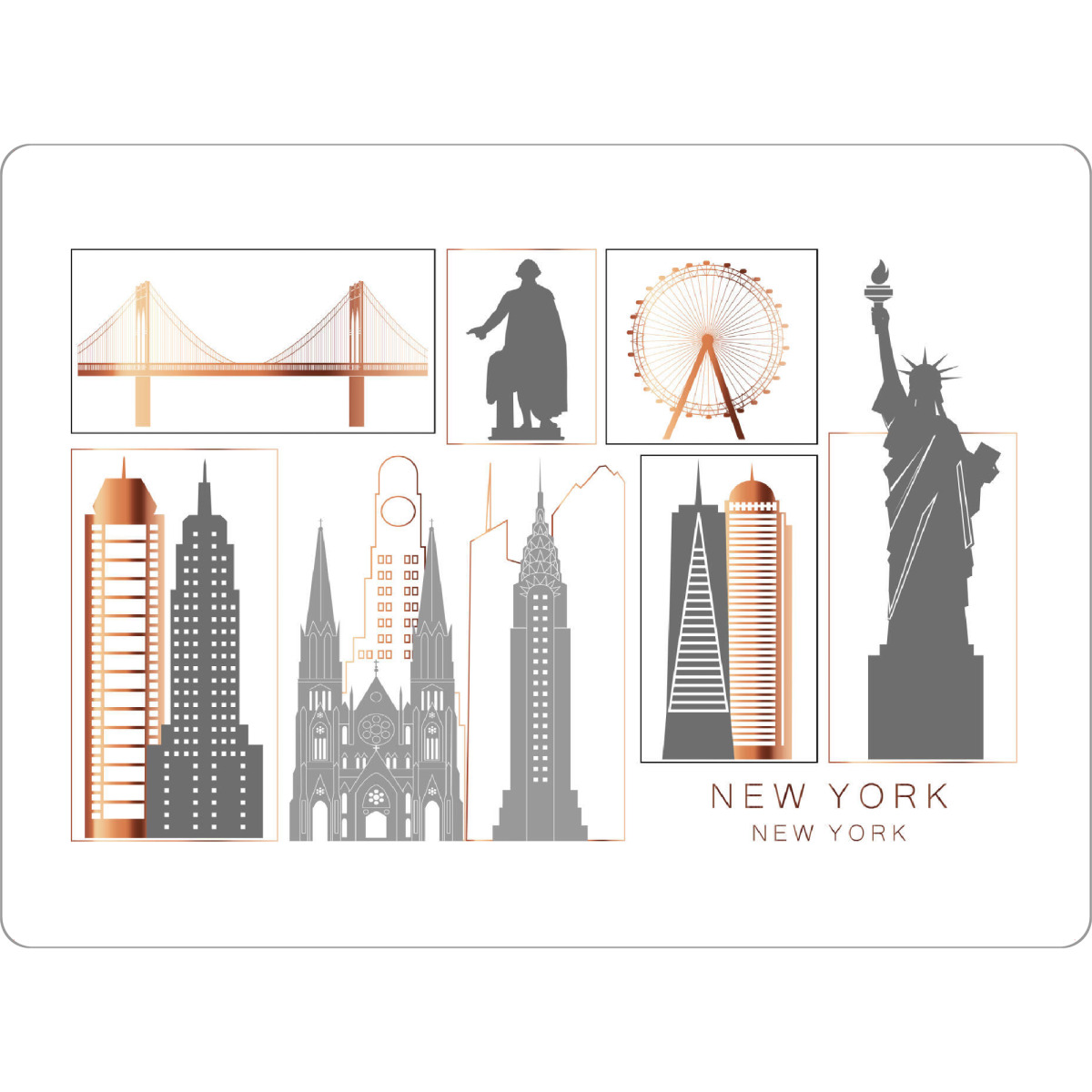 Tischset "New York skyline copper" artboxONE - Städte,Städte / New York,Reise,Architektur,Kartografie