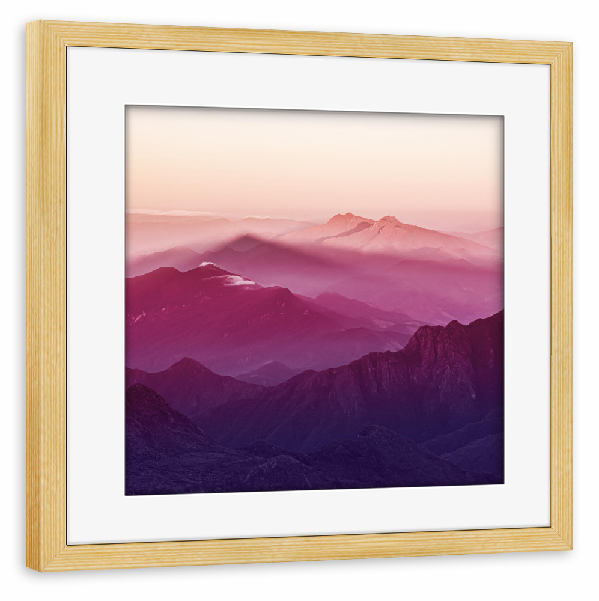 Poster mit Rahmen kiefer "Pink Mountain Shadow" artboxONE - Natur,Reise