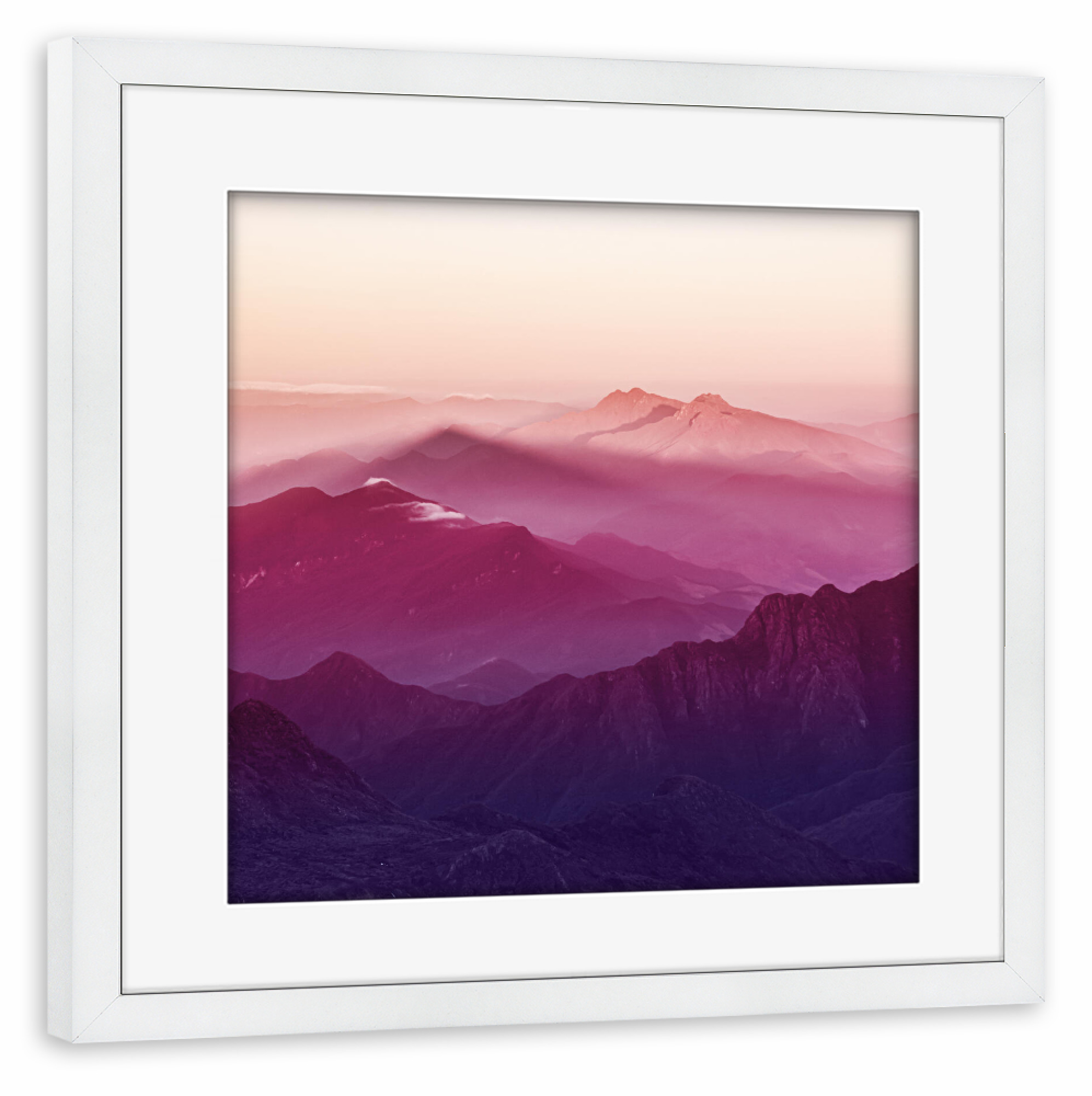 Poster mit Rahmen weiß "Pink Mountain Shadow" artboxONE - Natur,Reise