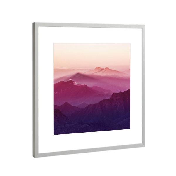 Poster mit Rahmen Silber "Pink Mountain Shadow" artboxONE - Natur,Reise