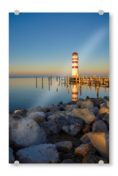 Acrylglasbild "Leuchtturm bei Podersdorf am See" artboxONE - Natur,Architektur,Reise / Strand und Meer