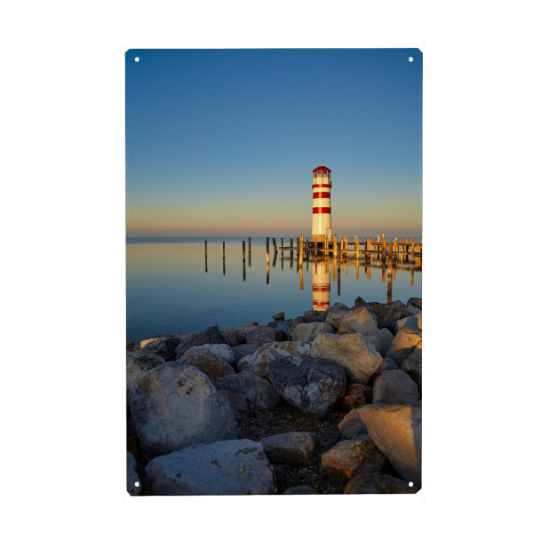 Metall Poster "Leuchtturm bei Podersdorf am See" artboxONE - Natur,Architektur,Reise / Strand und Meer