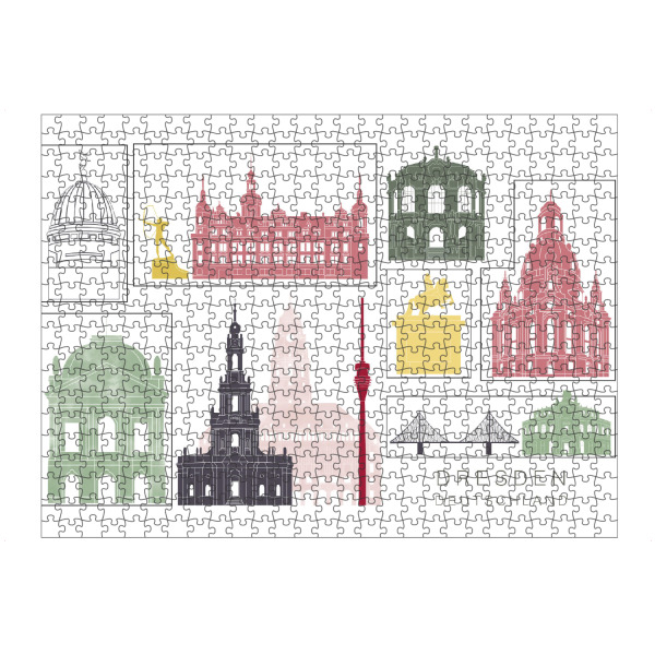 Puzzle Ravensburger "Dresden skyline burgundy" artboxONE - Städte,Reise,Architektur,Städte / Dresden,Kartografie
