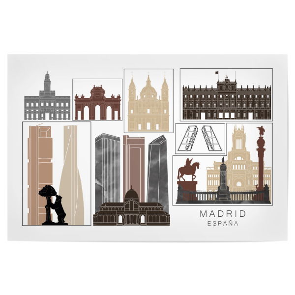 Poster "Madrid skyline black & brown" artboxONE - Städte,Reise,Architektur,Kartografie