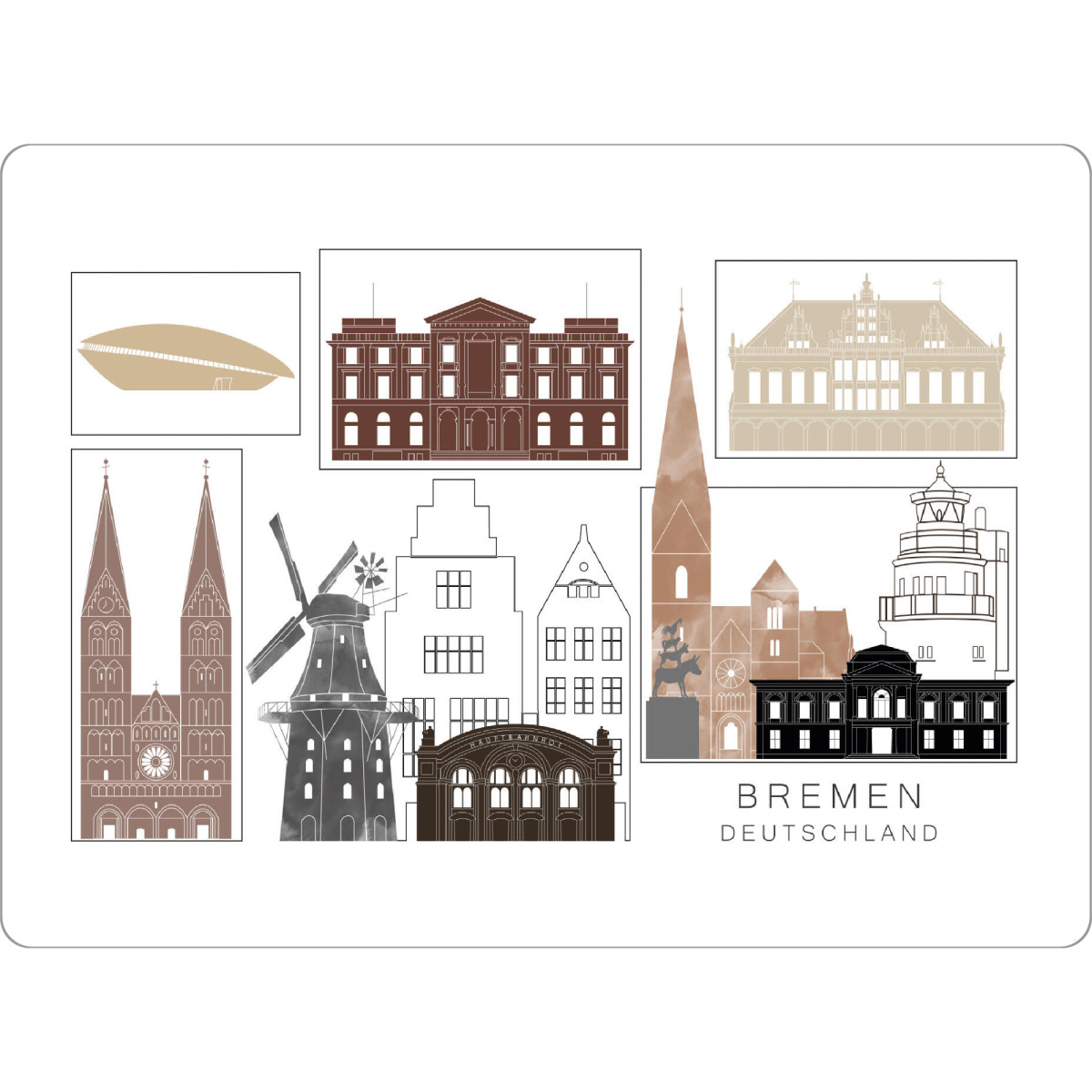 Tischset "Bremen skyline black & brown" artboxONE - Städte,Reise,Architektur,Kartografie