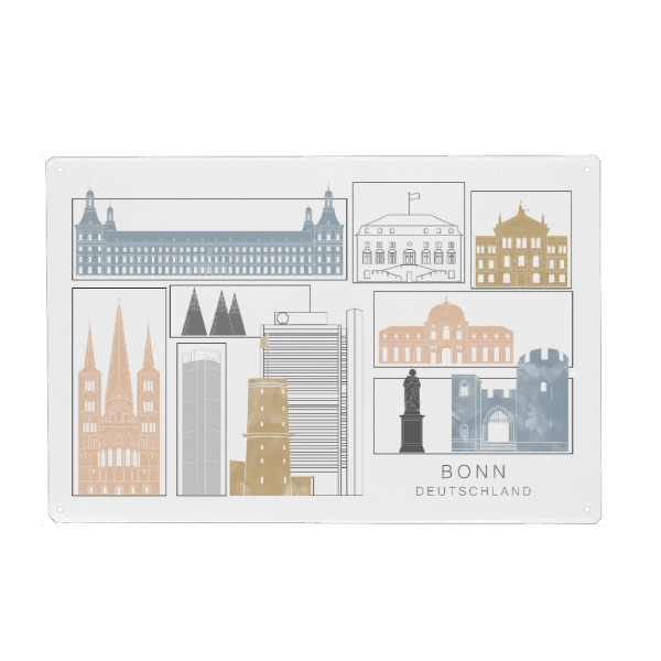 Holzbild "Bonn skyline earth" artboxONE - Städte,Reise,Architektur,Kartografie