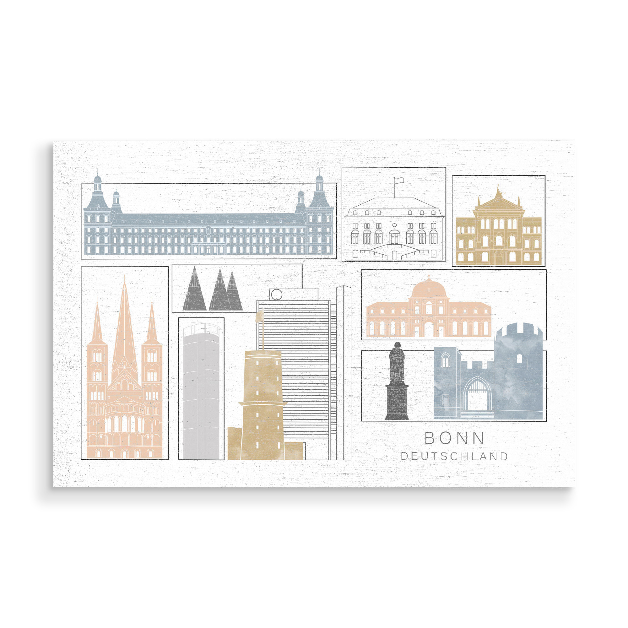 Holzbild "Bonn skyline earth" artboxONE - Städte,Reise,Architektur,Kartografie