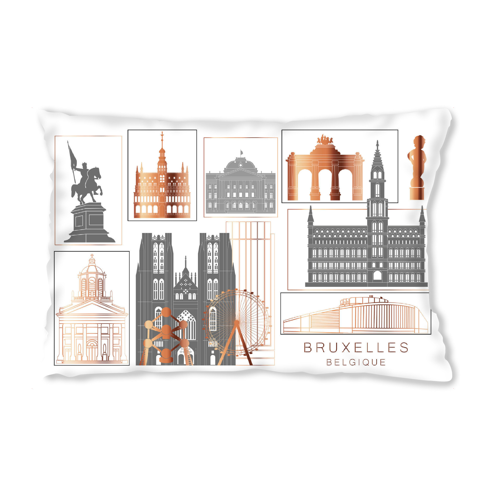 Design-Kissen "Brussels skyline copper" artboxONE - Städte,Reise,Architektur,Kartografie
