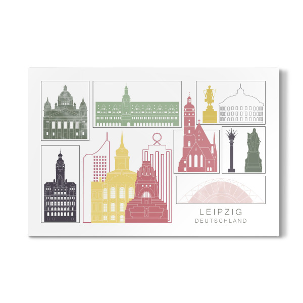 Galerie-Print "Leipzig skyline burgundy" 30x20 cm artboxONE