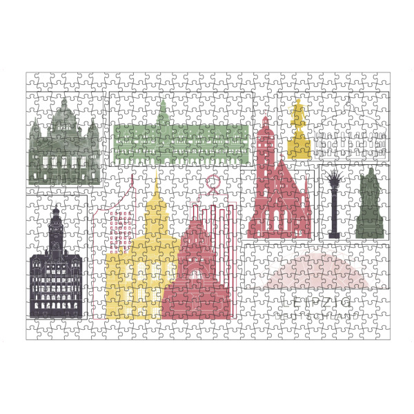Puzzle Ravensburger "Leipzig skyline burgundy" artboxONE - Städte,Reise,Architektur,Kartografie