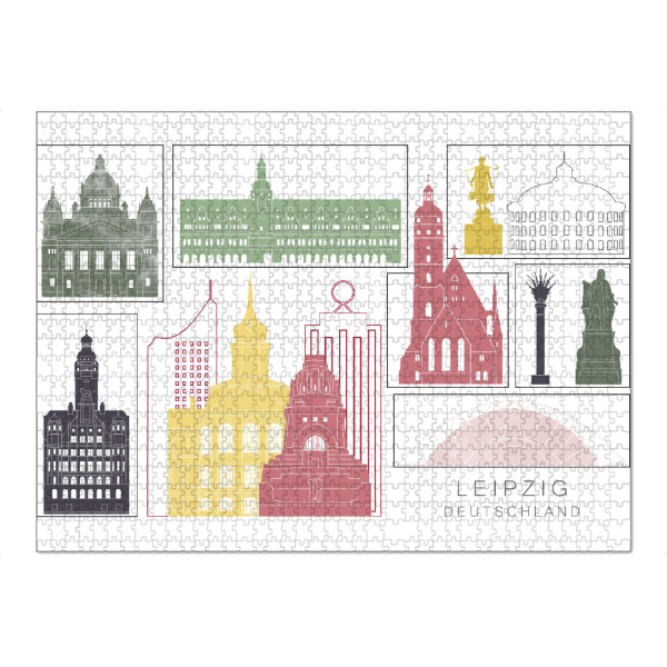 Puzzle Ravensburger "Leipzig skyline burgundy" artboxONE - Städte,Reise,Architektur,Kartografie
