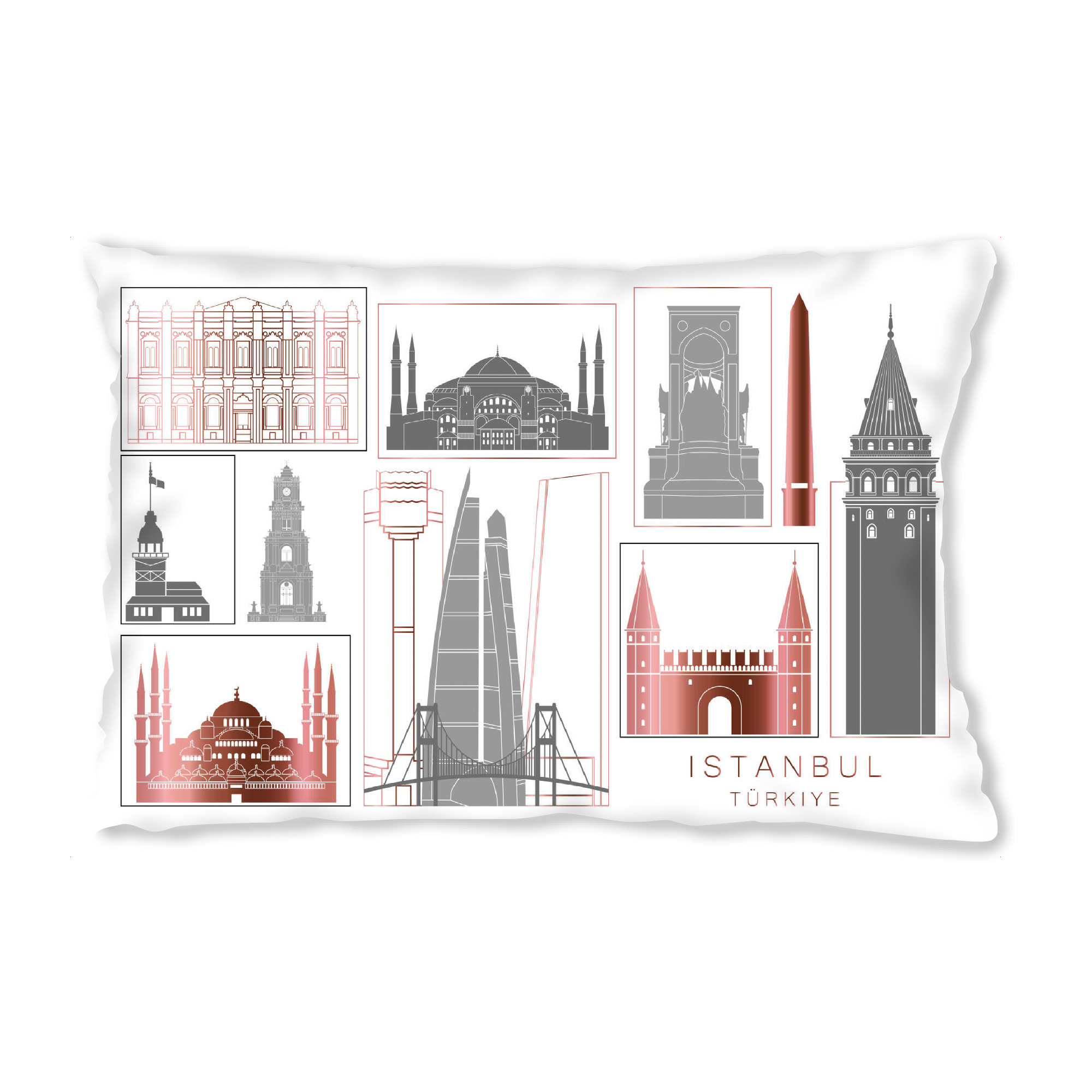 Design-Kissen "Istanbul skyline rosegold" artboxONE - Städte,Reise,Architektur,Städte / Istanbul,Kartografie