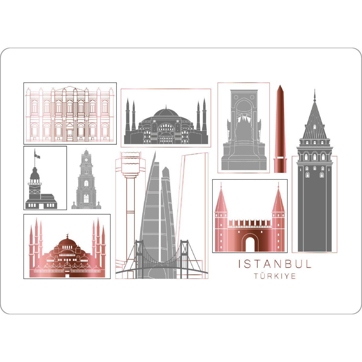 Tischset "Istanbul skyline rosegold" artboxONE - Städte,Reise,Architektur,Städte / Istanbul,Kartografie