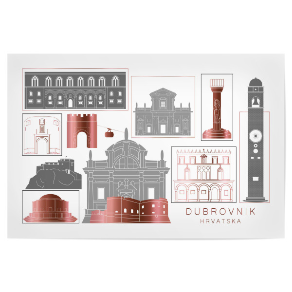 Poster 30x20 cm "Dubrovnik skyline rosegold" artboxONE - Städte,Reise,Architektur,Kartografie