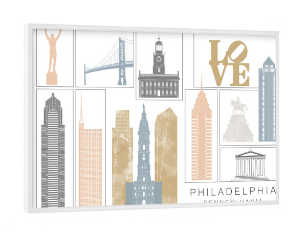 Poster mit weißem Rahmen "Philadelphia skyline earth" artboxONE - Städte,Reise,Architektur,Kartografie