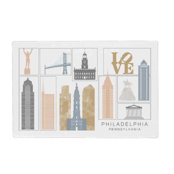 Metall Poster "Philadelphia skyline earth" artboxONE - Städte,Reise,Architektur,Kartografie