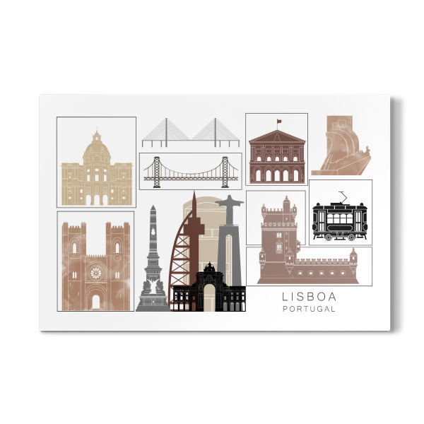 Galerie-Print "Lisbon skyline black & brown" 30x20 cm artboxONE