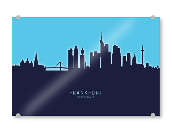 Acrylglasbild "Frankfurt Skyline Glow Blue" artboxONE - Städte,Städte / Frankfurt
