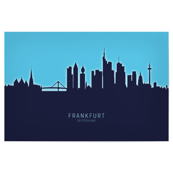 Poster "Frankfurt Skyline Glow Blue" artboxONE - Städte,Städte / Frankfurt