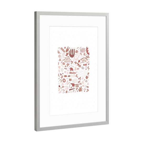 Poster mit Rahmen Silber "Abstract shapes light brown" artboxONE - Für Kinder,Abstrakt,Lustig