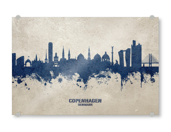 Acrylglasbild "Copenhagen Skyline PaintBlue" artboxONE - Städte,Städte / København