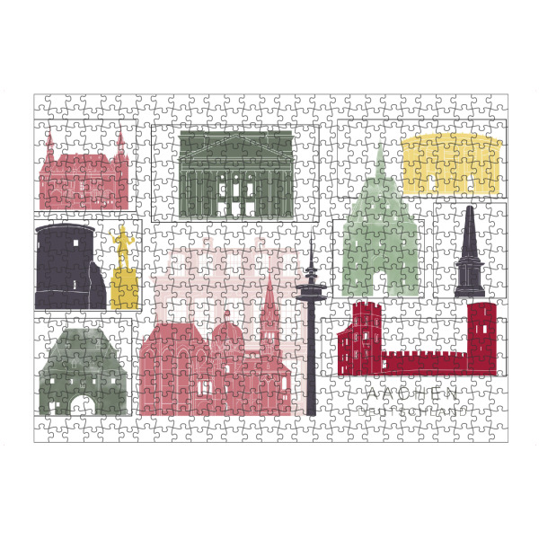 Puzzle Ravensburger "Aachen skyline burgundy" artboxONE - Städte,Reise,Architektur,Kartografie