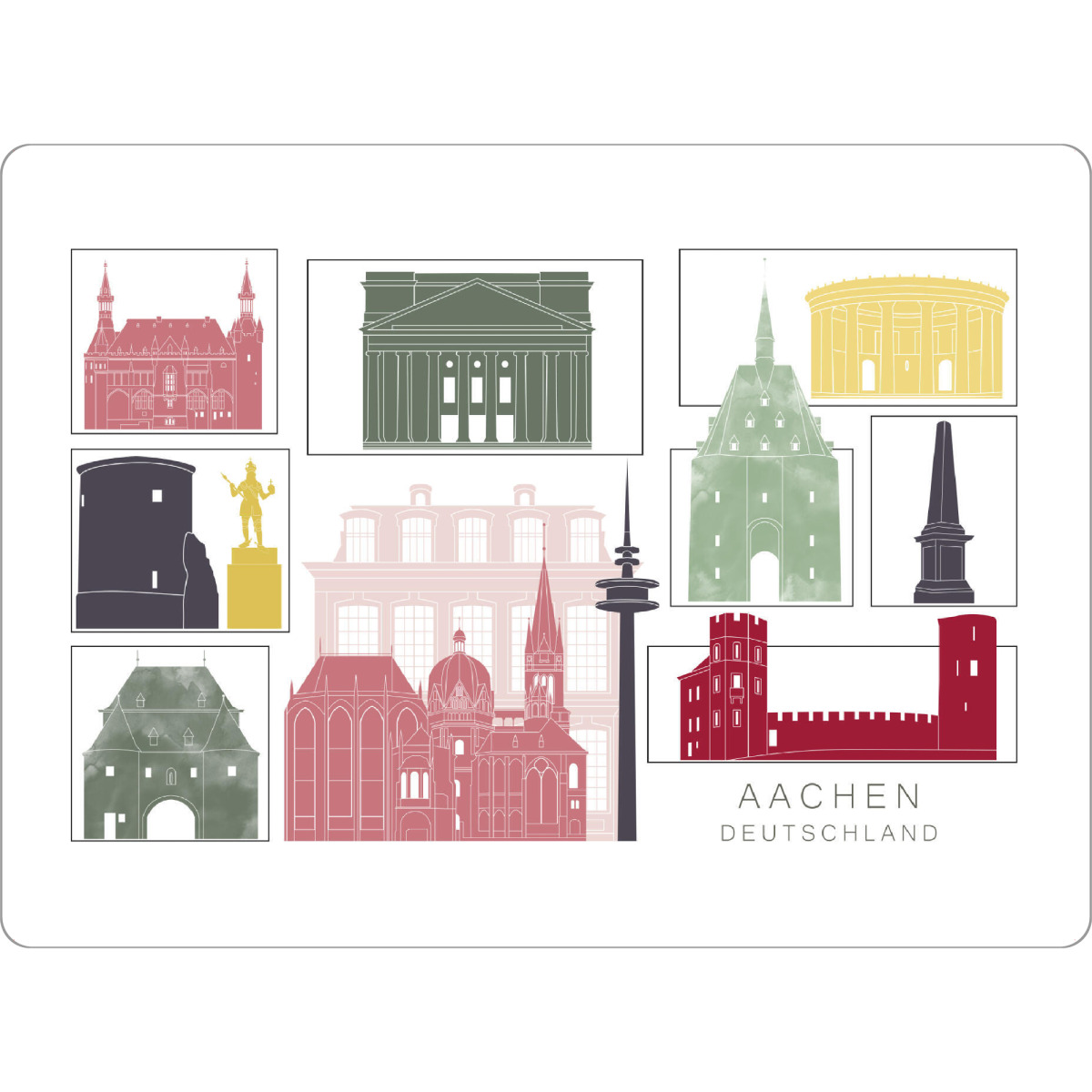 Tischset "Aachen skyline burgundy" artboxONE - Städte,Reise,Architektur,Kartografie