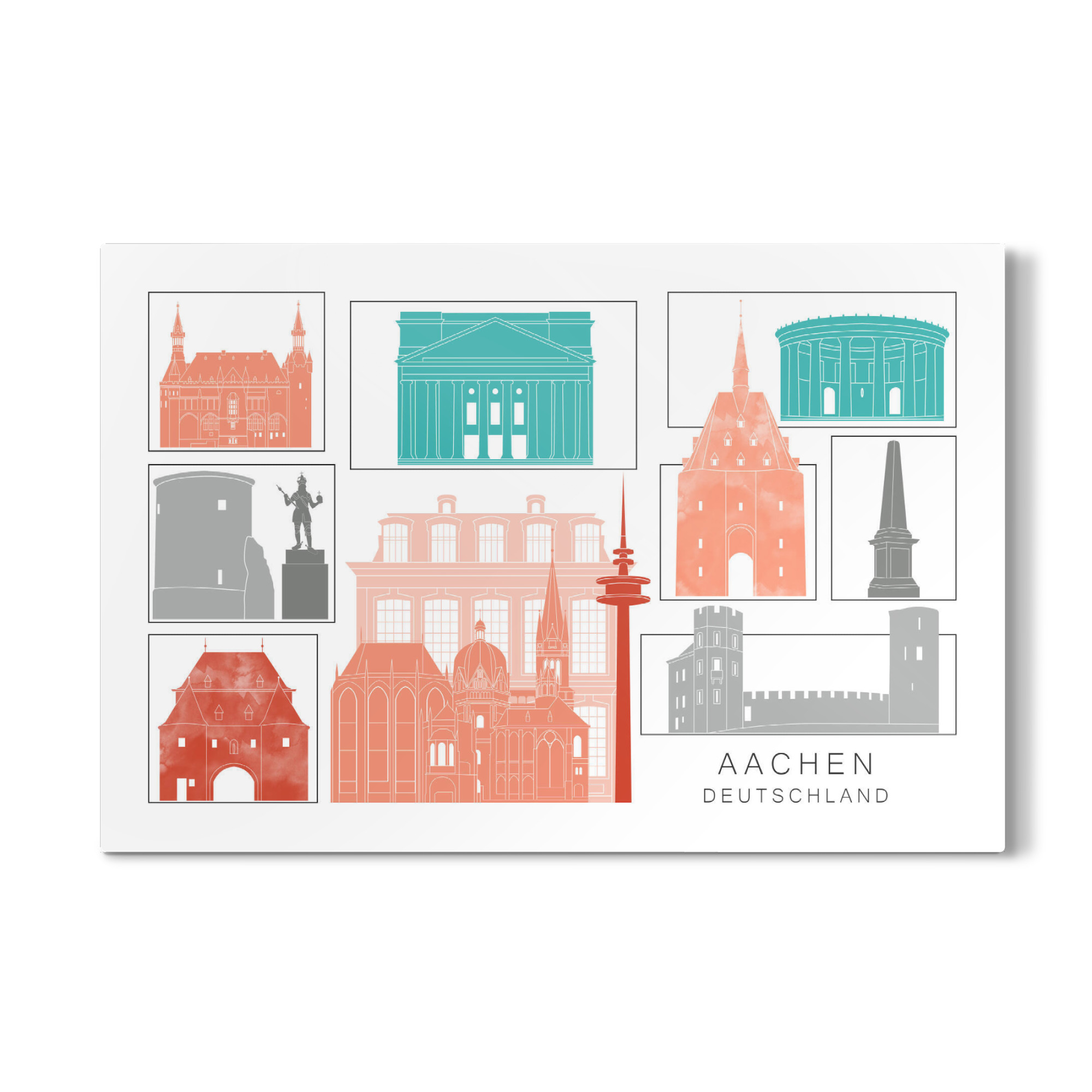 Galerie-Print "Aachen skyline coral" 75x50 cm artboxONE