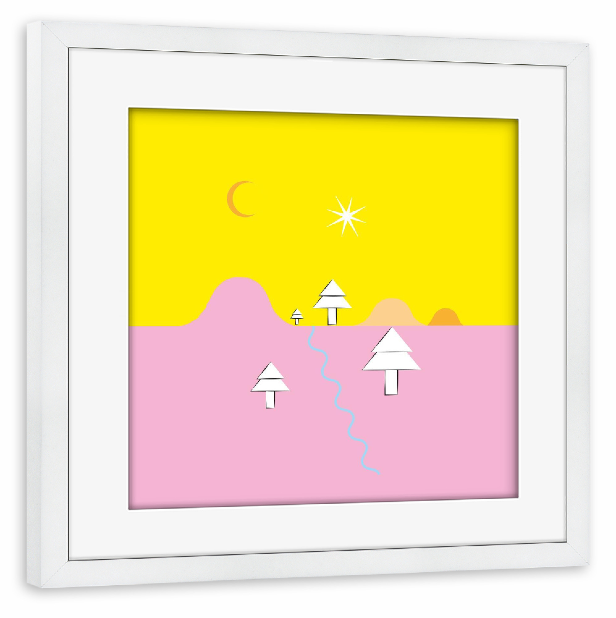 Poster mit Rahmen weiß "Mondtal" artboxONE - Natur,Für Kinder,Abstrakt