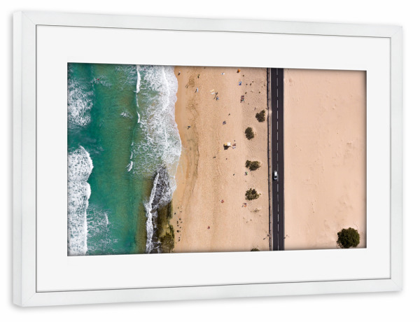 Poster mit Rahmen weiß "Ocean road" artboxONE - Natur,Reise,Reise / Strand und Meer,Automobile