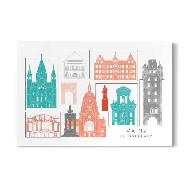 Galerie-Print "Mainz skyline coral" 30x20 cm artboxONE