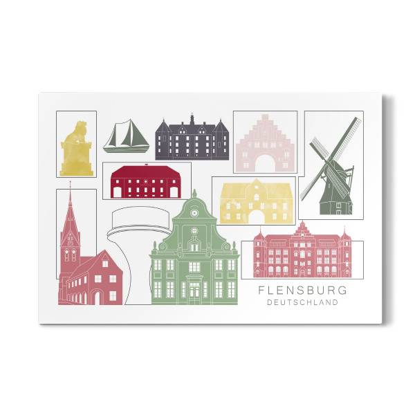 Galerie-Print "Flensburg skyline burgundy" 30x20 cm artboxONE