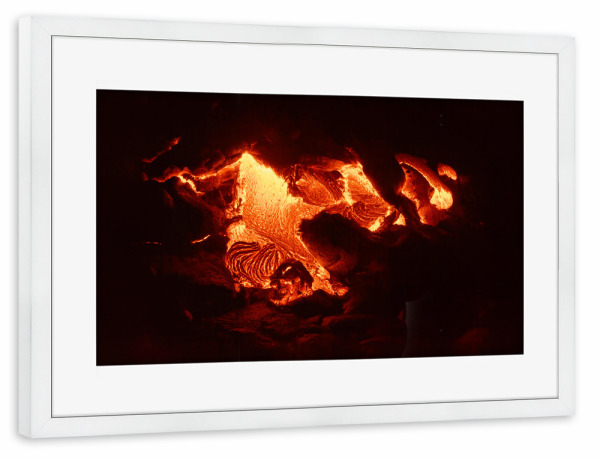 Poster mit Rahmen weiß "Heißes Magma" artboxONE - Natur,Abstrakt,Reise / Länder
