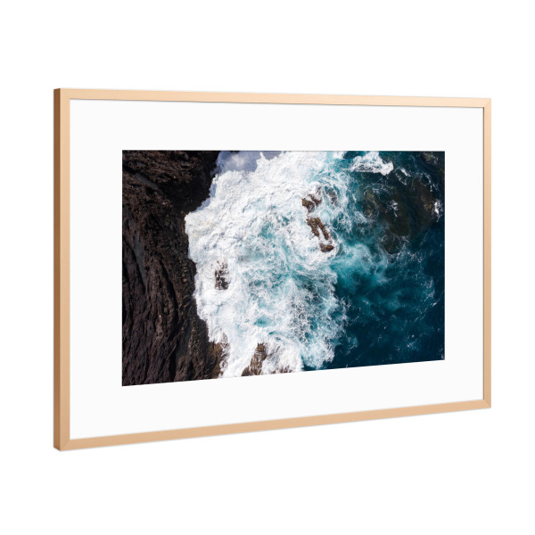 Poster mit Rahmen Kupfer "Coastline abstract" artboxONE - Natur,Reise,Reise / Strand und Meer